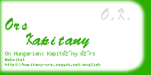 ors kapitany business card
